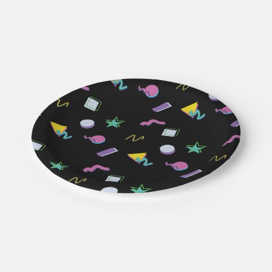 80er Retro Memphis Pop Pattern Pappteller (Schrägansicht)