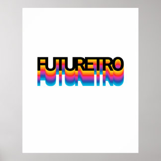 80er Retro Moderner Text mit Regenbogenschatteneff Poster