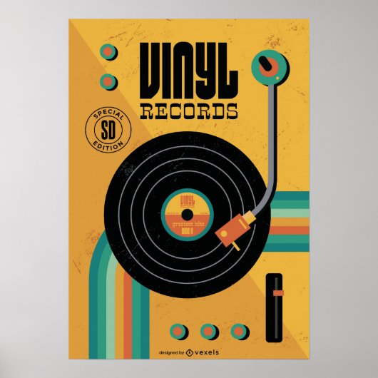 80er Retro Music Vynl Disk Poster (Vorne)