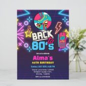 80er Retro Neon 40. Geburtstag Einladung (Stehend Vorderseite)
