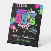 80er Retro Neon Geburtstagsunterschrift Sockelschild (Vorderseite)