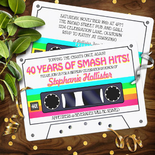 80er Retro Neon Label Kassette Geburtstagsparty Einladung