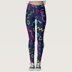 80er Retro-Neon-Memphis-Muster Leggings