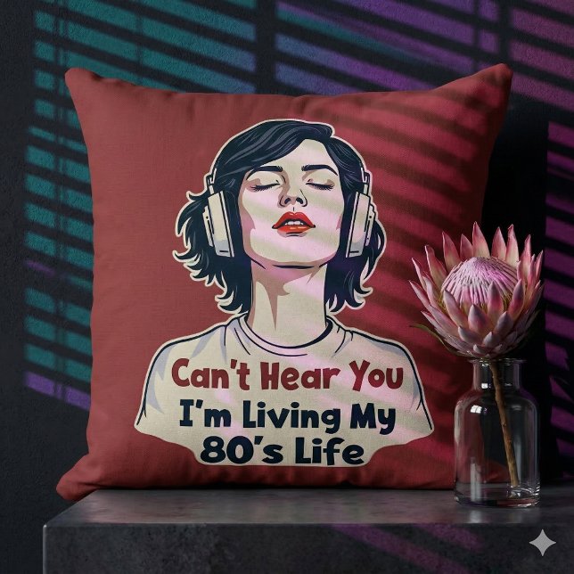 80er Retro Nostalgic Music Lover Throwback Design Kissen (80s Retro Nostalgic Music Lover Throwback Design Throw Pillow Mockup B)
