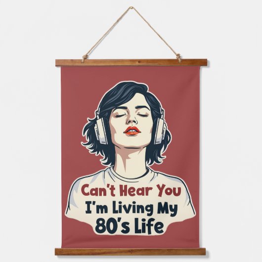 80er Retro Nostalgic Music Lover Throwback Design Wandteppich Mit Holzrahmen (Vorderseite)