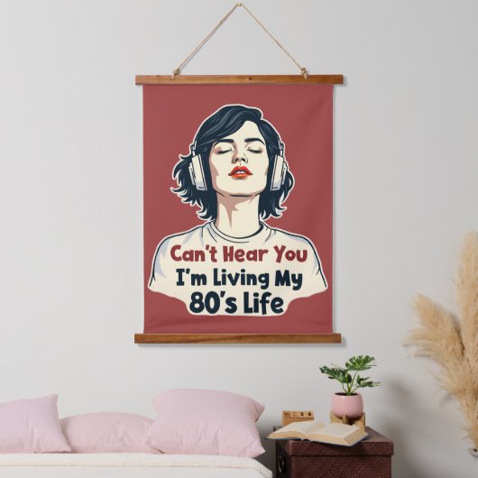 80er Retro Nostalgic Music Lover Throwback Design Wandteppich Mit Holzrahmen (Schlafzimmer)