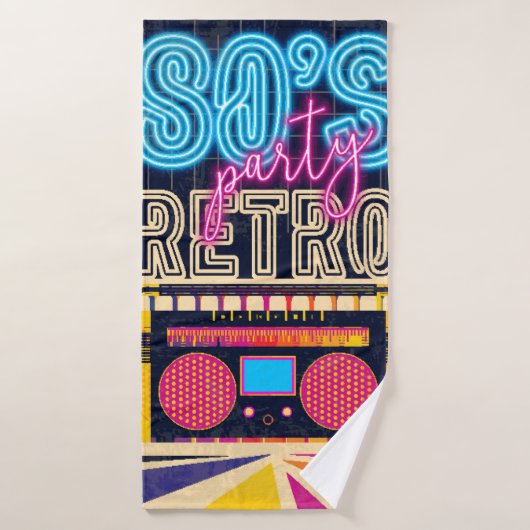 80er, Retro-Party. Altes Poster. Disco fl Badehandtuch (Badehandtuch)