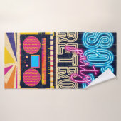 80er, Retro-Party. Altes Poster. Disco fl Badehandtuch (Badehandtuch)