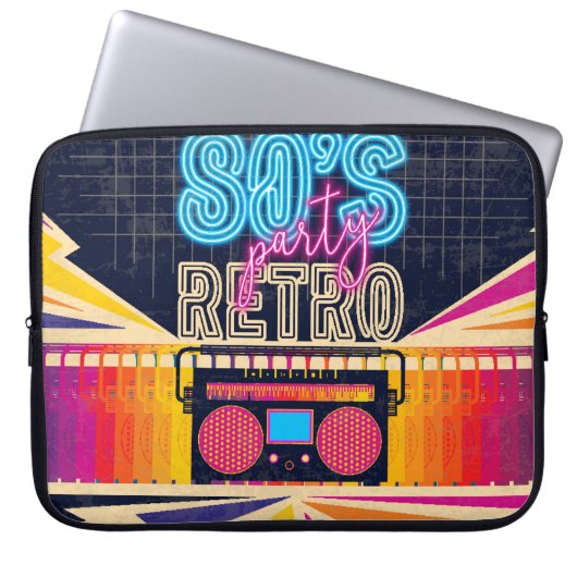 80er, Retro-Party. Altes Poster. Disco Laptopschutzhülle (Vorderseite)