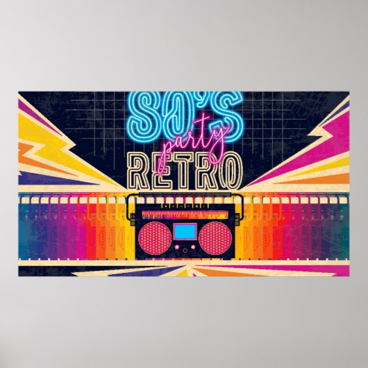 80er, Retro-Party. Altes Poster. Disco Poster (Vorne)