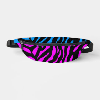 80er RETRO PINK BLUE TIGER STRIPES FANNY PACK Bauchtasche