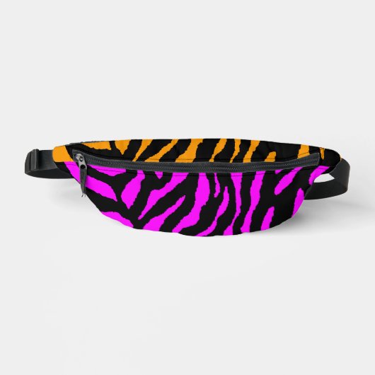 80er RETRO PINK ORANGE TIGER STRIPES FANNY PACK Bauchtasche (Vorderseite)