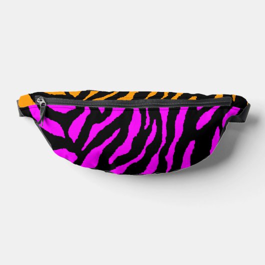 80er RETRO PINK ORANGE TIGER STRIPES FANNY PACK Bauchtasche (Ablage )