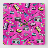 80er Retro Quadratische Wanduhr (Vorderseite)