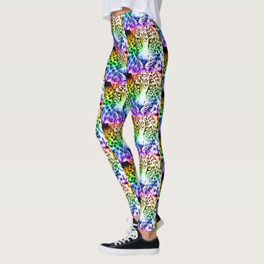 80er Retro Rainbow Leopard Leggings (Links)