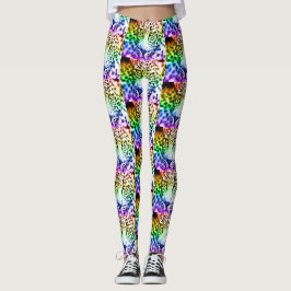 80er Retro Rainbow Leopard Leggings