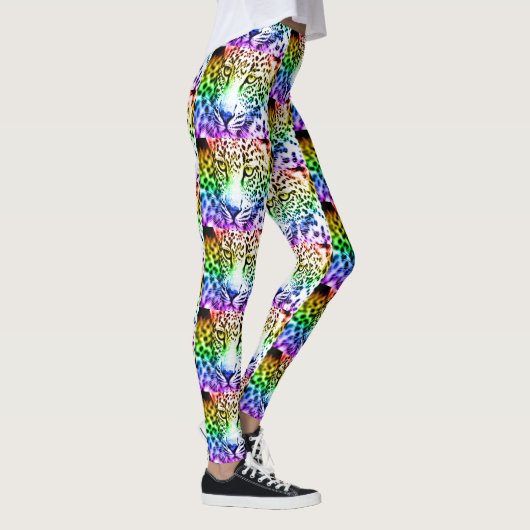 80er Retro Rainbow Leopard Leggings (Rechts)
