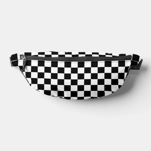 80er RETRO SCHWARZ-WEISS CHECKERBOARD FANNY PACK Bauchtasche (Ablage )