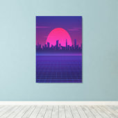 80er Retro Sun Leinwanddruck (Insitu (Holzboden))