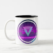 80er Retro Synthwave Gitter Zweifarbige Tasse (Links)