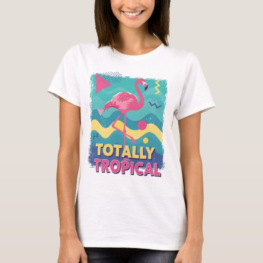 80er Retro Tropical Flamingo T-Shirt (Vorderseite)
