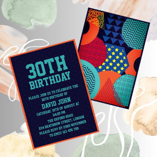 80er Retro Vibrant Pop 30. Geburtstag Einladung