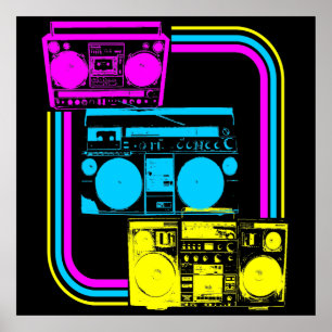 80ER RETRO VINTAG BOOMBOX RADIO POSTER