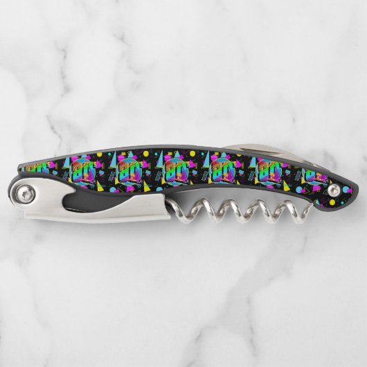 80er Retro Vintage Flaschenöffner Geschenk Kellnermesser (Vorderseite)