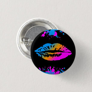 80er RETRO VINTAGE NEW WAVE LIPPEN SPLATTER LOVE P Button