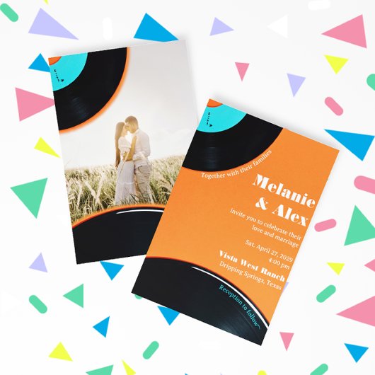 80er Retro Vinyl Record Foto Hochzeit Einladung