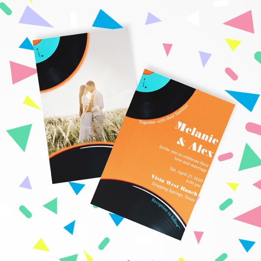 80er Retro Vinyl Record Foto Save the Date Einladung