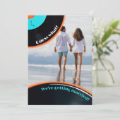 80er Retro Vinyl Record Foto Save the Date Einladung (Stehend Vorderseite)