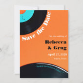 80er Retro Vinyl Record Foto Save the Date Einladung (Rückseite)