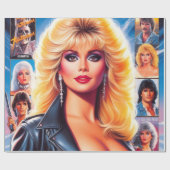 80er Retrowave Frau Geschenkpapier (Flach)