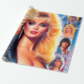 80er Retrowave Frau Geschenkpapier (Ungerollt)
