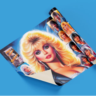 80er Retrowave Frau Geschenkpapier