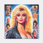 80er Retrowave Frau Magnet (Vorne)