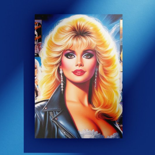 80er Retrowave Frau Postkarte