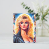 80er Retrowave Frau Postkarte (Stehend Vorderseite)