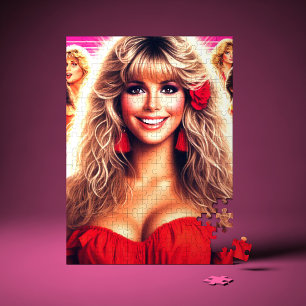 80er Retrowave-Frau Puzzle