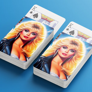 80er Retrowave Frau Spielkarten