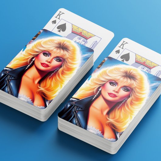80er Retrowave Frau Spielkarten