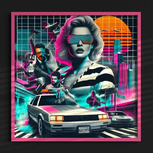 80er Retrowave Girl Poster