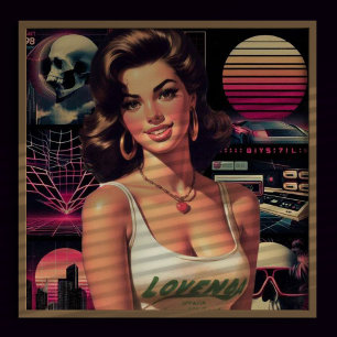 80er Retrowave Girl Poster