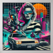 80er Retrowave Girl Poster (Vorne)