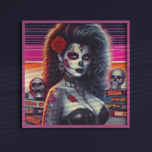 80er Retrowave Goth Girl Poster