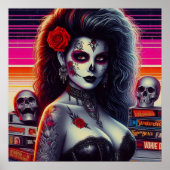 80er Retrowave Goth Girl Poster (Vorne)