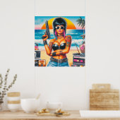 80er Retrowave Punk Girl Poster (Küche)