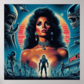 80er Retrowave Sci-fi-Frau Poster (Vorne)