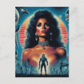80er Retrowave Sci-fi-Frau Postkarte (Vorderseite)